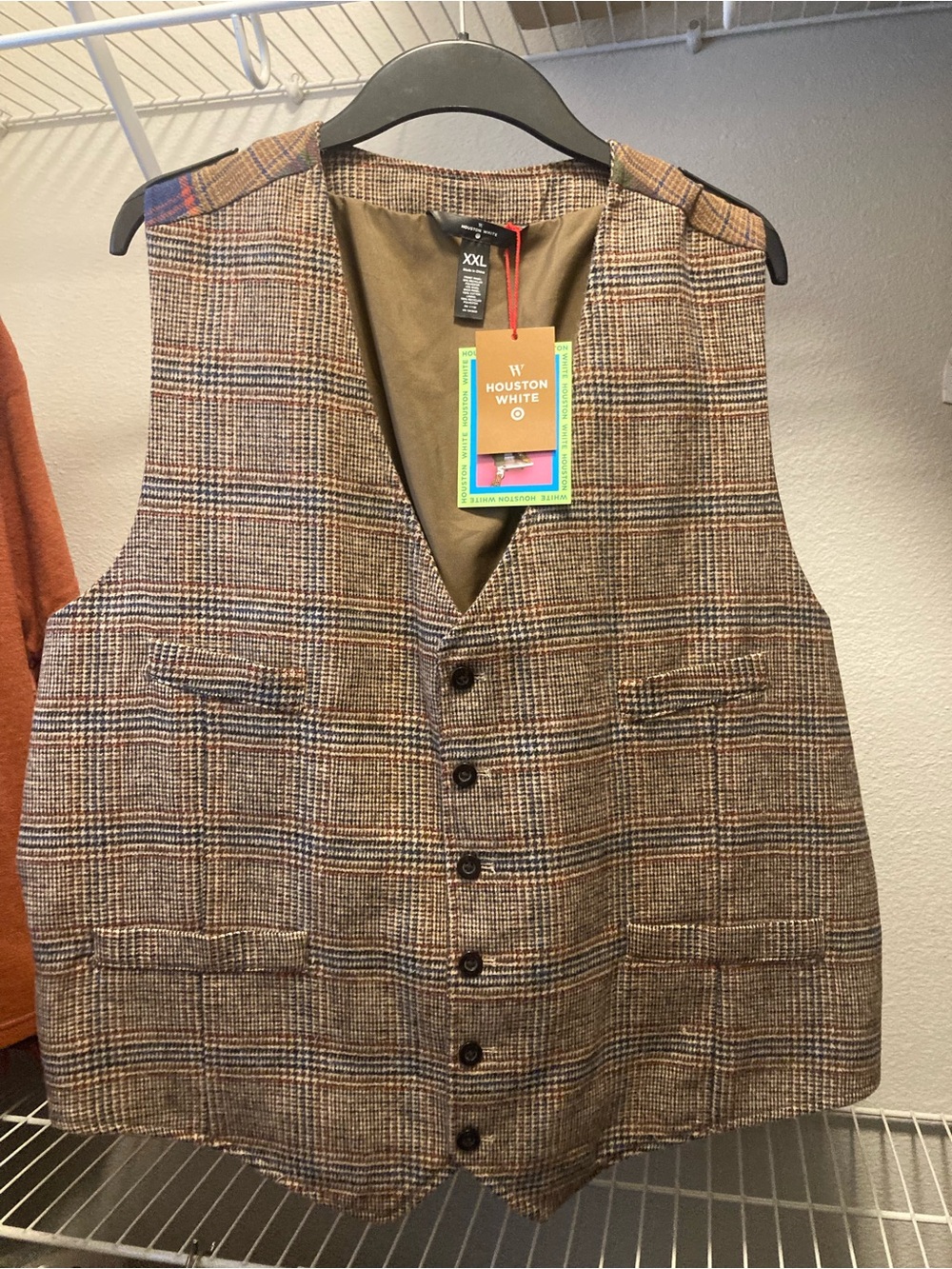 NWT Houston White Brown Glen-Plaid Three-Piece Suit: Jacket, Vest, Pants (XL*) - Picture 4 of 8
